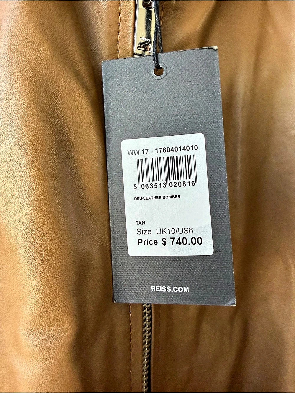 Reiss Tan Dru Atelier Leather
Latched-Collar Bomber Jacket - Picture 5 of 11